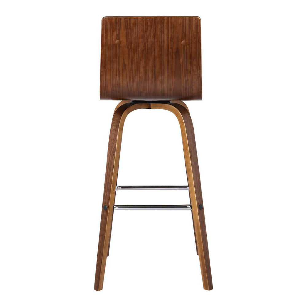 Vienna 30" Bar Height Swivel Brown Faux Leather and Walnut Wood Bar Stool By Armen Living | Bar Stools | Modishstore - 3