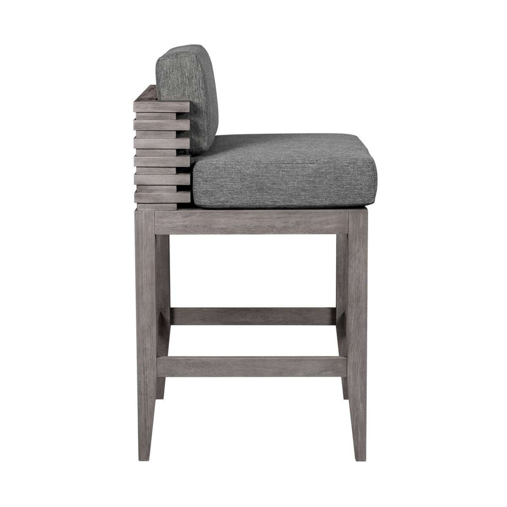 Vivid Outdoor Patio Counter Stool in Gray Eucalyptus Wood with Gray Olefin Cushions By Armen Living | Bar Stools | Modishstore - 3