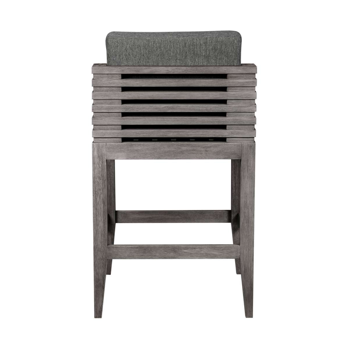 Vivid Outdoor Patio Counter Stool in Gray Eucalyptus Wood with Gray Olefin Cushions By Armen Living | Bar Stools | Modishstore - 4