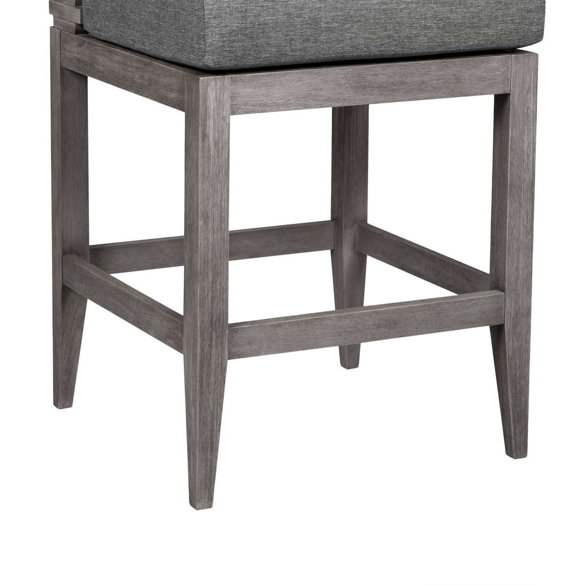 Vivid Outdoor Patio Counter Stool in Gray Eucalyptus Wood with Gray Olefin Cushions By Armen Living | Bar Stools | Modishstore - 7