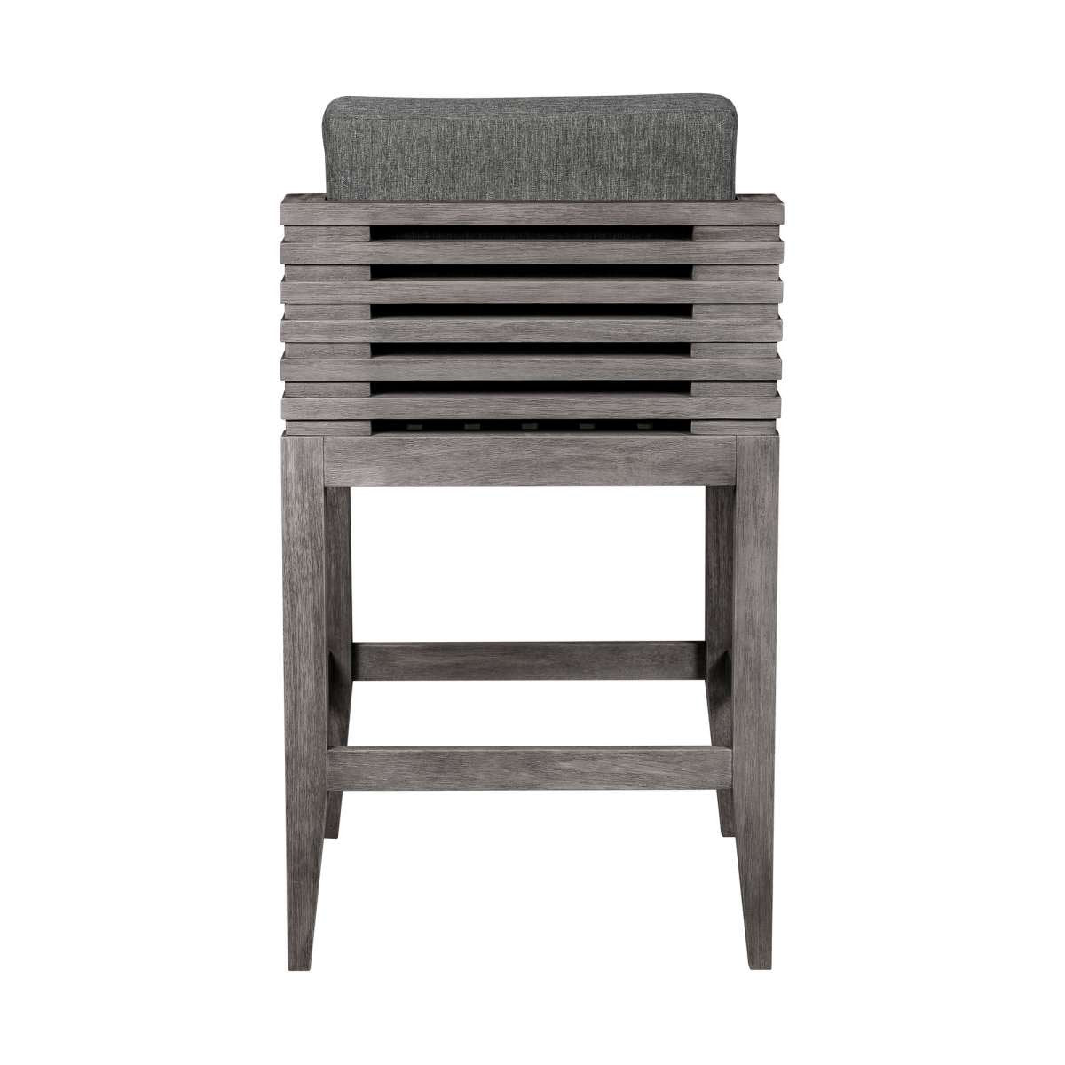 Vivid Outdoor Patio Bar Stool in Gray Eucalyptus Wood with Gray Olefin Cushions By Armen Living | Bar Stools | Modishstore - 4