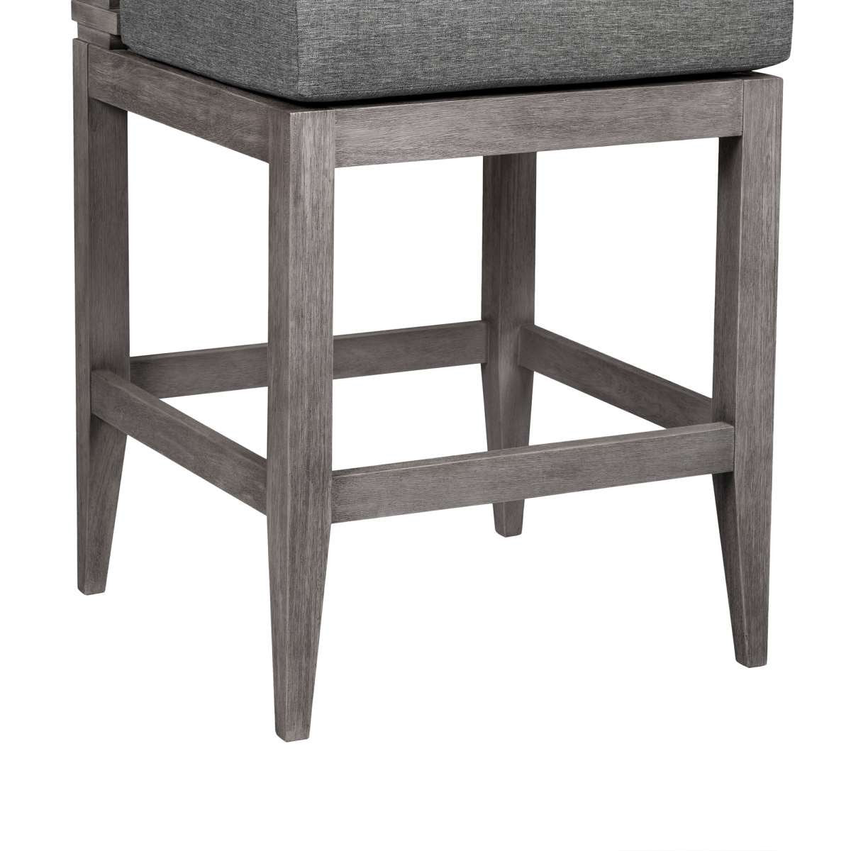 Vivid Outdoor Patio Bar Stool in Gray Eucalyptus Wood with Gray Olefin Cushions By Armen Living | Bar Stools | Modishstore - 7