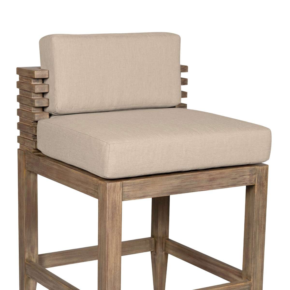 Vivid Outdoor Patio Counter Stool in Light Eucalyptus Wood with Taupe Olefin Cushions By Armen Living | Bar Stools | Modishstore - 5