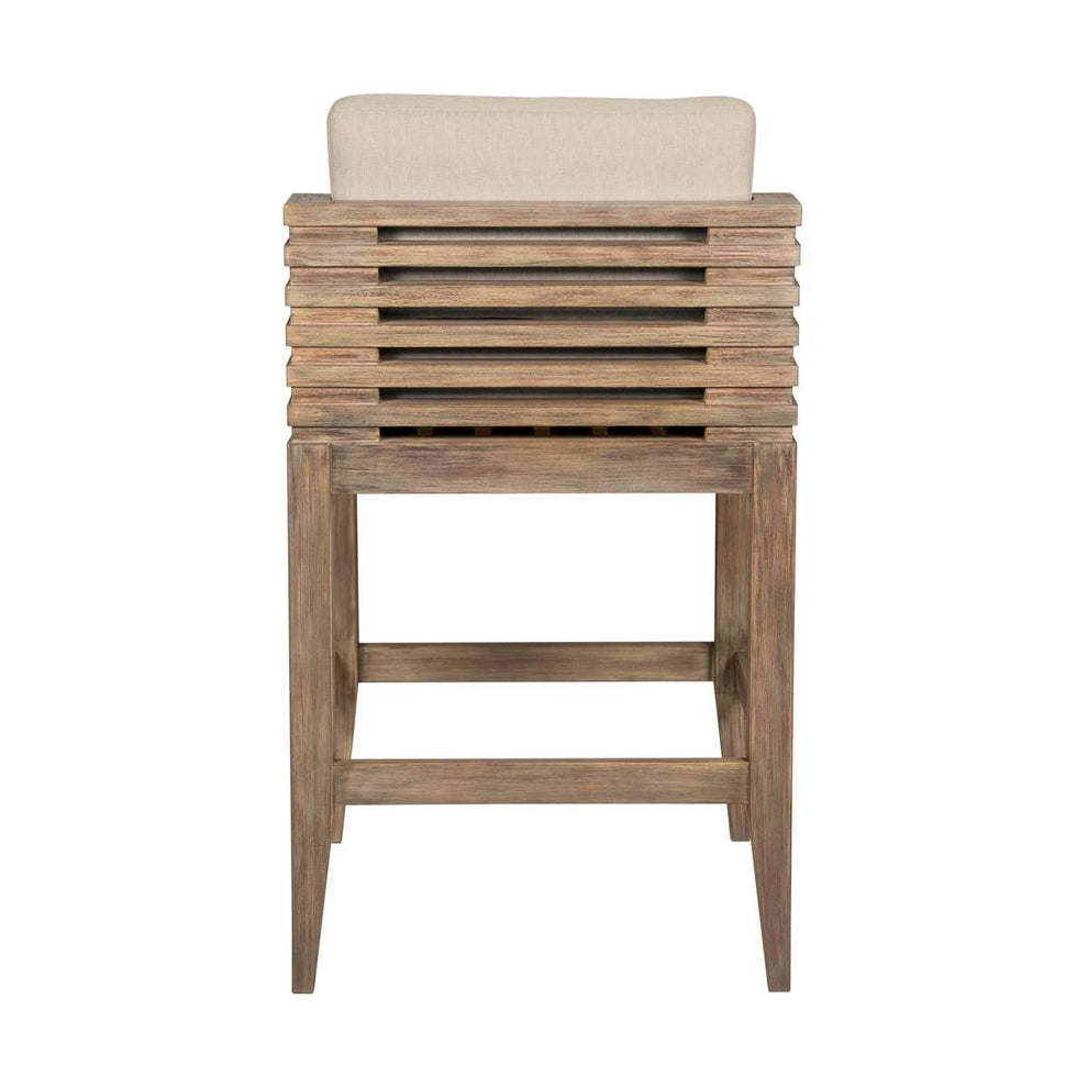 Vivid Outdoor Patio Bar Stool in Light Eucalyptus Wood with Taupe Olefin Cushions By Armen Living | Bar Stools | Modishstore - 4