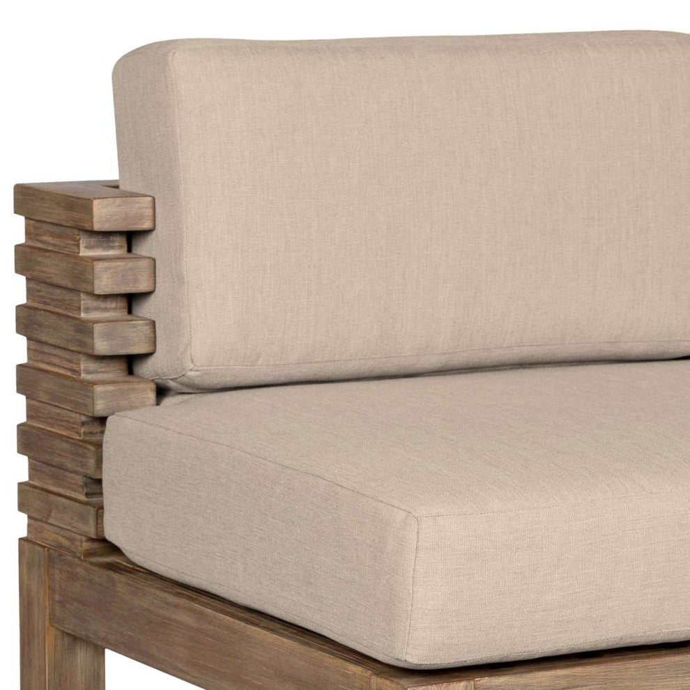 Vivid Outdoor Patio Bar Stool in Light Eucalyptus Wood with Taupe Olefin Cushions By Armen Living | Bar Stools | Modishstore - 9