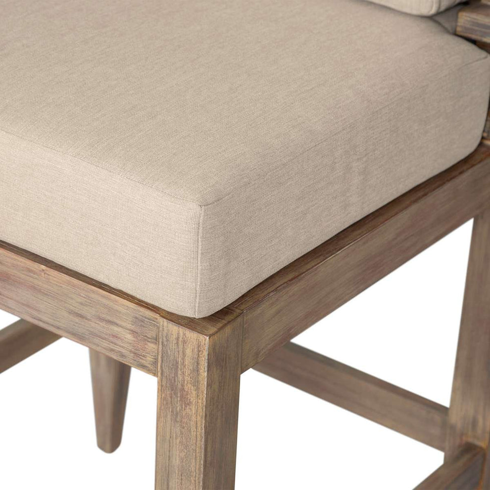 Vivid Outdoor Patio Bar Stool in Light Eucalyptus Wood with Taupe Olefin Cushions By Armen Living | Bar Stools | Modishstore - 6