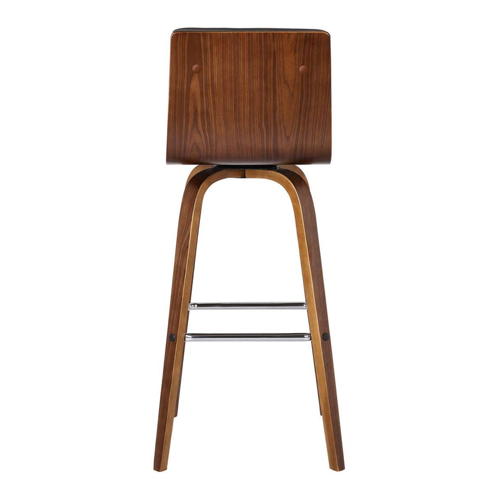Vienna 26" Counter Height Swivel Grey Faux Leather and Walnut Wood Bar Stool By Armen Living | Bar Stools | Modishstore - 3