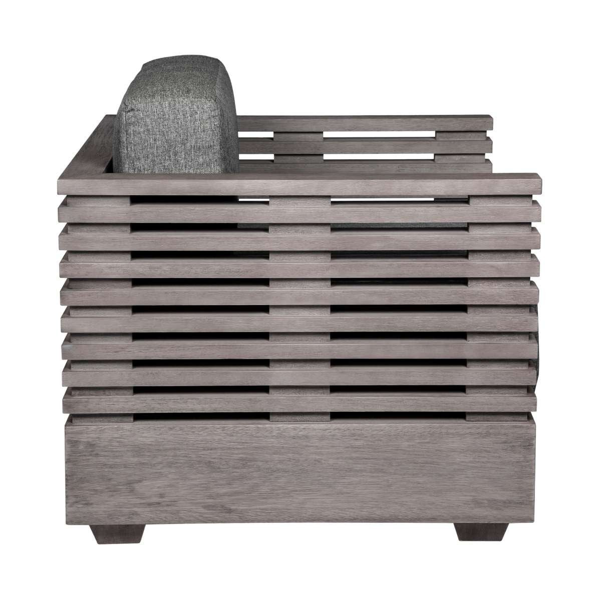 Vivid Outdoor Patio Chair in Gray Eucalyptus Wood with Gray Olefin Cushions By Armen Living | Outdoor Chairs | Modishstore - 4