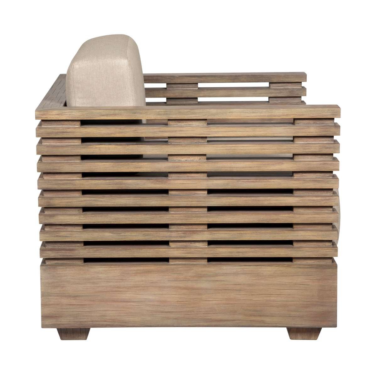 Vivid Outdoor Patio Chair in Light Eucalyptus Wood with Taupe Olefin Cushions By Armen Living | Outdoor Chairs | Modishstore - 4