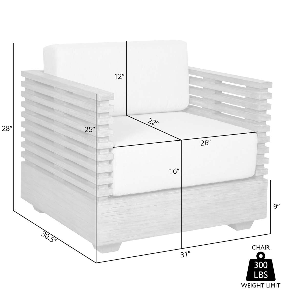 Vivid Outdoor Patio Chair in Light Eucalyptus Wood with Taupe Olefin Cushions By Armen Living | Outdoor Chairs | Modishstore - 8