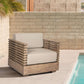 Vivid Outdoor Patio Chair in Light Eucalyptus Wood with Taupe Olefin Cushions By Armen Living | Outdoor Chairs | Modishstore