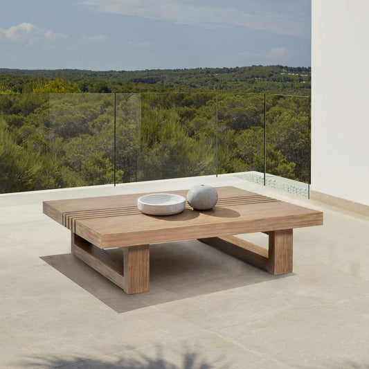Vivid Outdoor Patio Coffee Table in Light Eucalyptus Wood By Armen Living | Outdoor Tables | Modishstore
