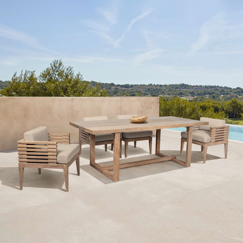 Vivid Outdoor Patio Dining Table in Light Eucalyptus Wood By Armen Living | Outdoor Tables | Modishstore - 2