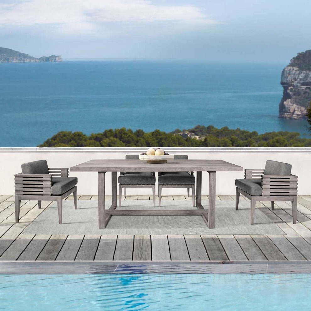 Vivid Outdoor Patio Dining Table in Gray Eucalyptus Wood By Armen Living | Outdoor Tables | Modishstore - 2