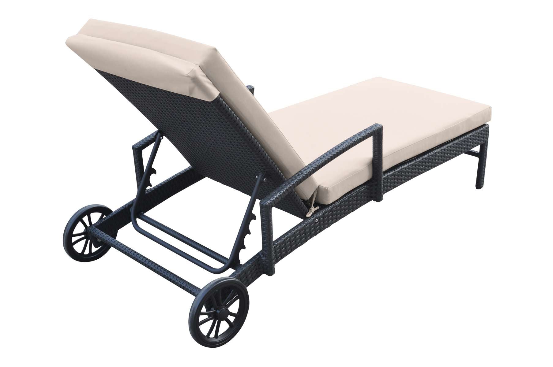 Vida Outdoor Wicker Lounge Chair with Water Resistant Beige Fabric Cushion By Armen Living | Outdoor Chaise Lounges |  Modishstore  - 3