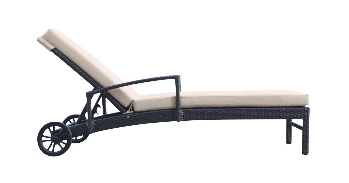 Vida Outdoor Wicker Lounge Chair with Water Resistant Beige Fabric Cushion By Armen Living | Outdoor Chaise Lounges |  Modishstore  - 4