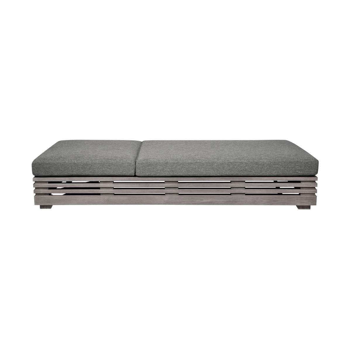 Vivid Outdoor Patio Chaise Lounge Chair in Gray Eucalyptus Wood with Gray Olefin Cushions By Armen Living | Outdoor Chaise Lounges | Modishstore - 3