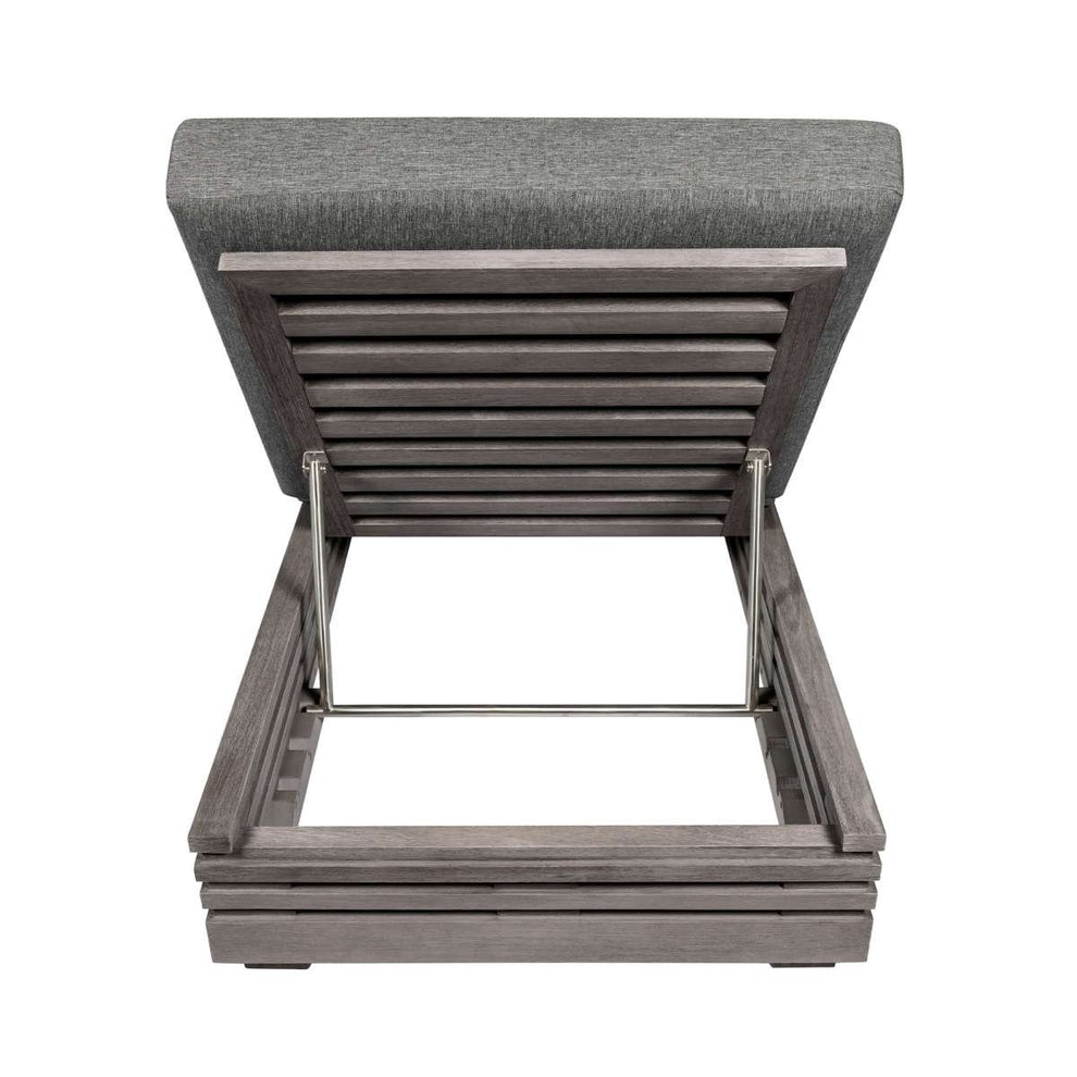 Vivid Outdoor Patio Chaise Lounge Chair in Gray Eucalyptus Wood with Gray Olefin Cushions By Armen Living | Outdoor Chaise Lounges | Modishstore - 9