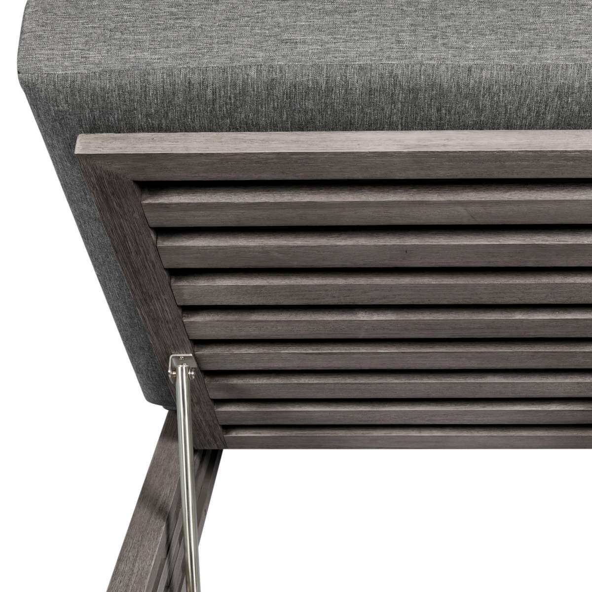 Vivid Outdoor Patio Chaise Lounge Chair in Gray Eucalyptus Wood with Gray Olefin Cushions By Armen Living | Outdoor Chaise Lounges | Modishstore - 7