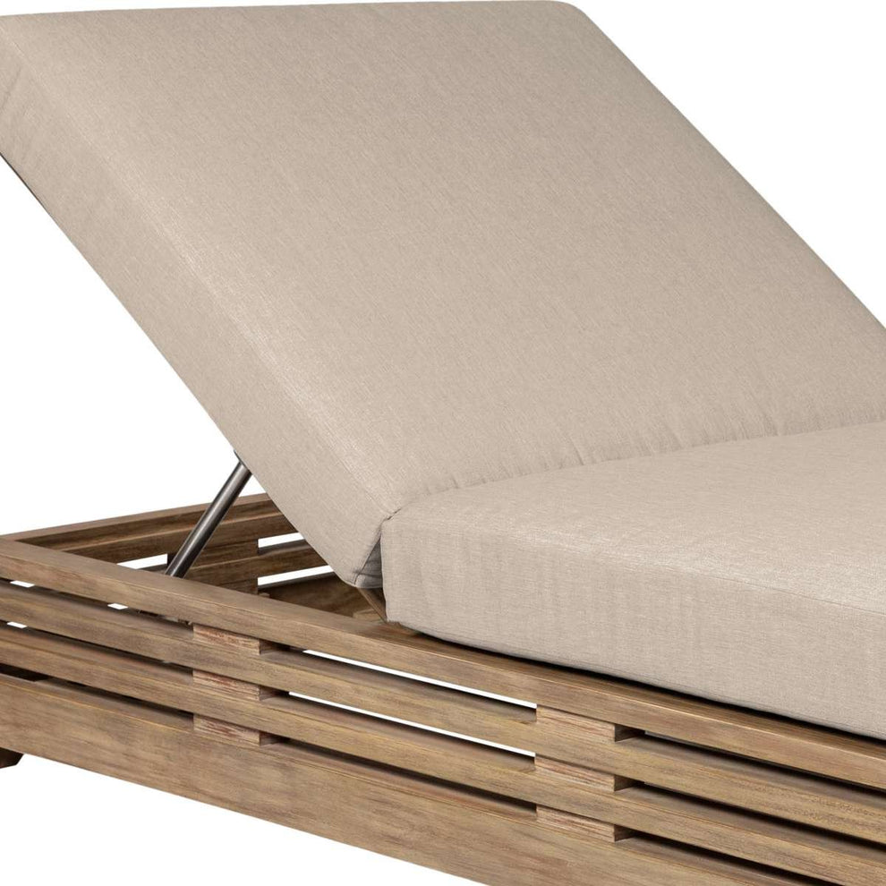 Vivid Outdoor Patio Chaise Lounge Chair in Gray Eucalyptus Wood with Gray Olefin Cushions By Armen Living | Outdoor Chaise Lounges | Modishstore - 14