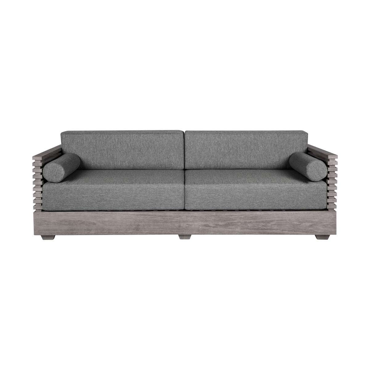 Vivid Outdoor Patio Sofa in Gray Eucalyptus Wood with Gray Olefin Cushions By Armen Living | Outdoor Sofas, Loveseats & Sectionals | Modishstore - 3