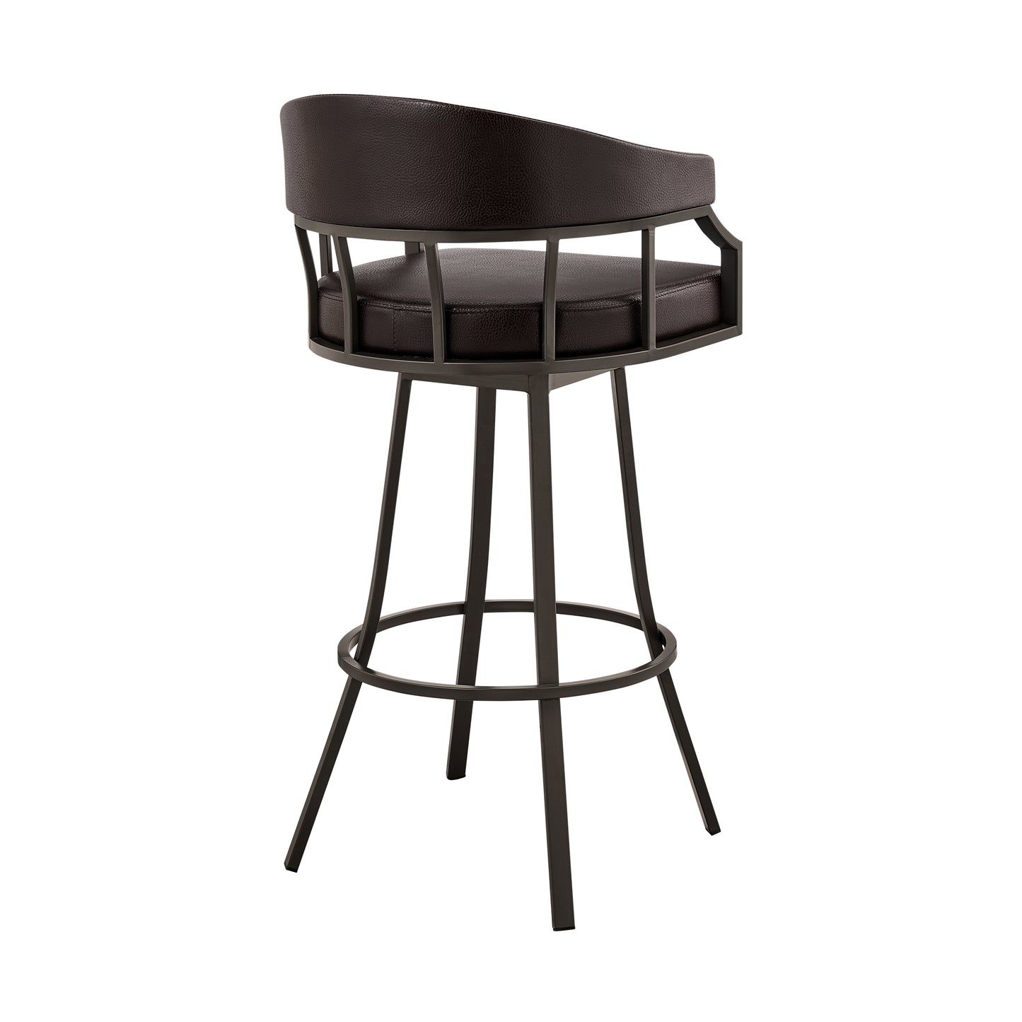 Valerie 26" Swivel Brown Faux Leather and Java Brown Metal Bar Stool By Armen Living | Bar Stools | Modishstore - 5