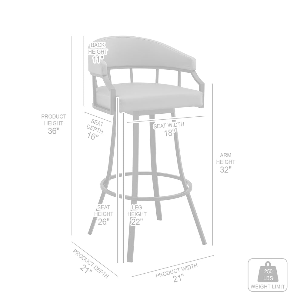 Valerie 26" Swivel Brown Faux Leather and Java Brown Metal Bar Stool By Armen Living | Bar Stools | Modishstore - 9