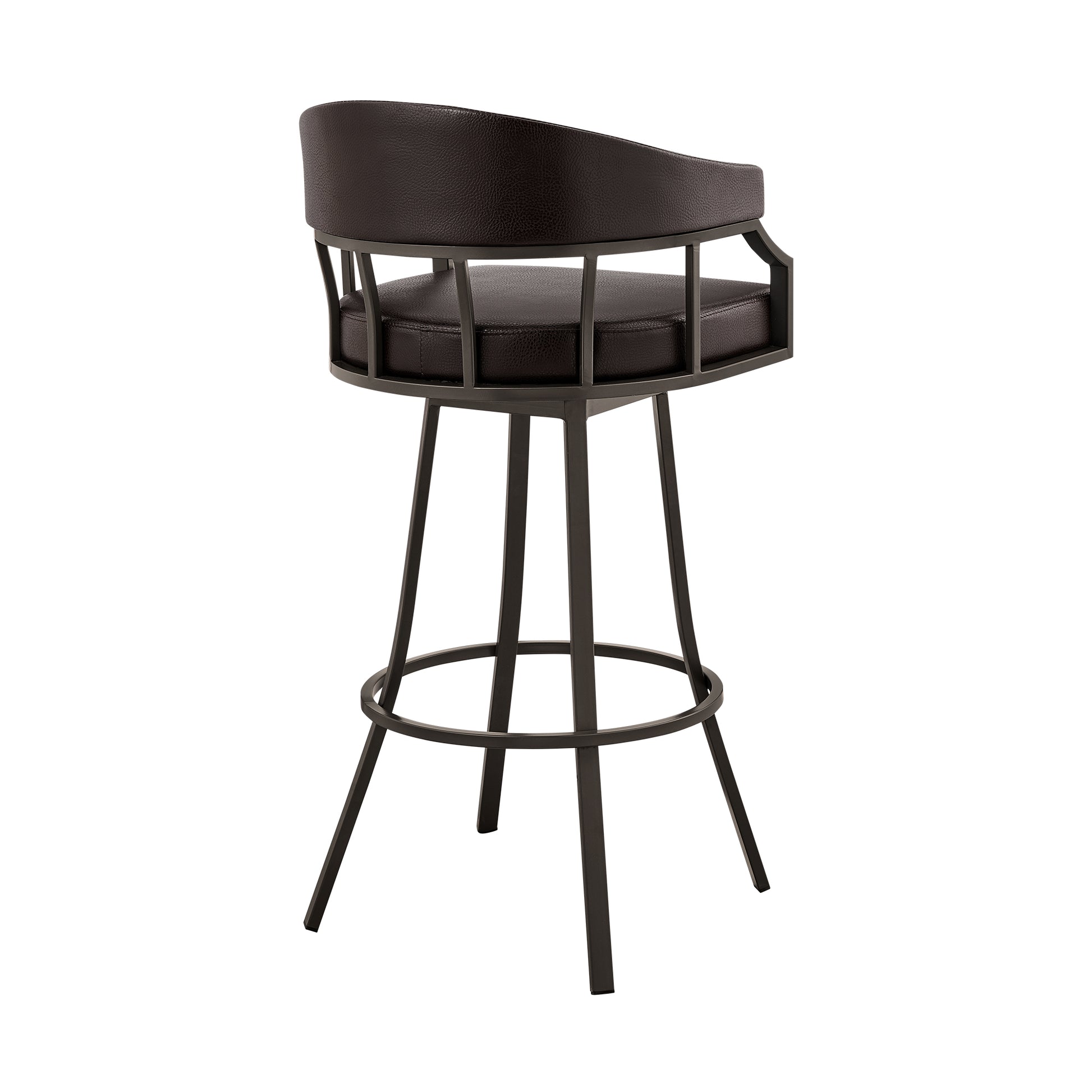 Valerie 30" Swivel Brown Faux Leather and Java Brown Metal Bar Stool By Armen Living | Bar Stools | Modishstore - 5