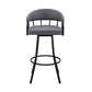 Valerie 26" Swivel Slate Grey Faux Leather and Black Metal Bar Stool By Armen Living | Bar Stools | Modishstore - 3