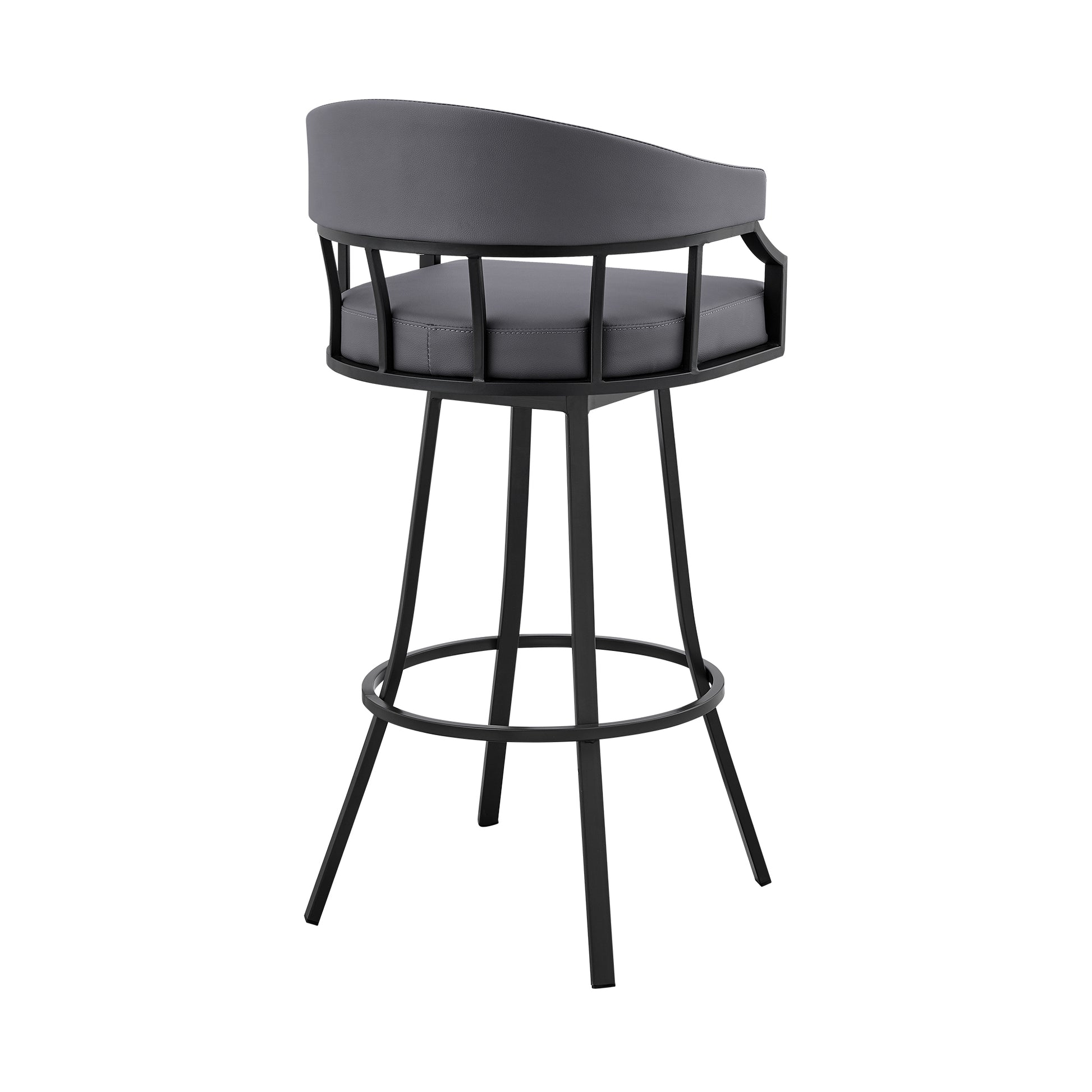 Valerie 26" Swivel Slate Grey Faux Leather and Black Metal Bar Stool By Armen Living | Bar Stools | Modishstore - 5