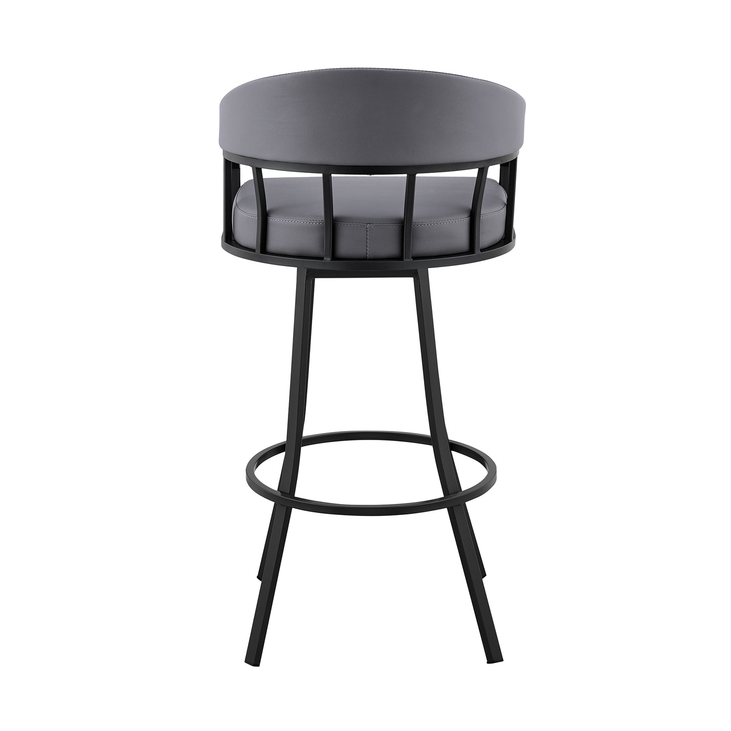 Valerie 26" Swivel Slate Grey Faux Leather and Black Metal Bar Stool By Armen Living | Bar Stools | Modishstore - 6