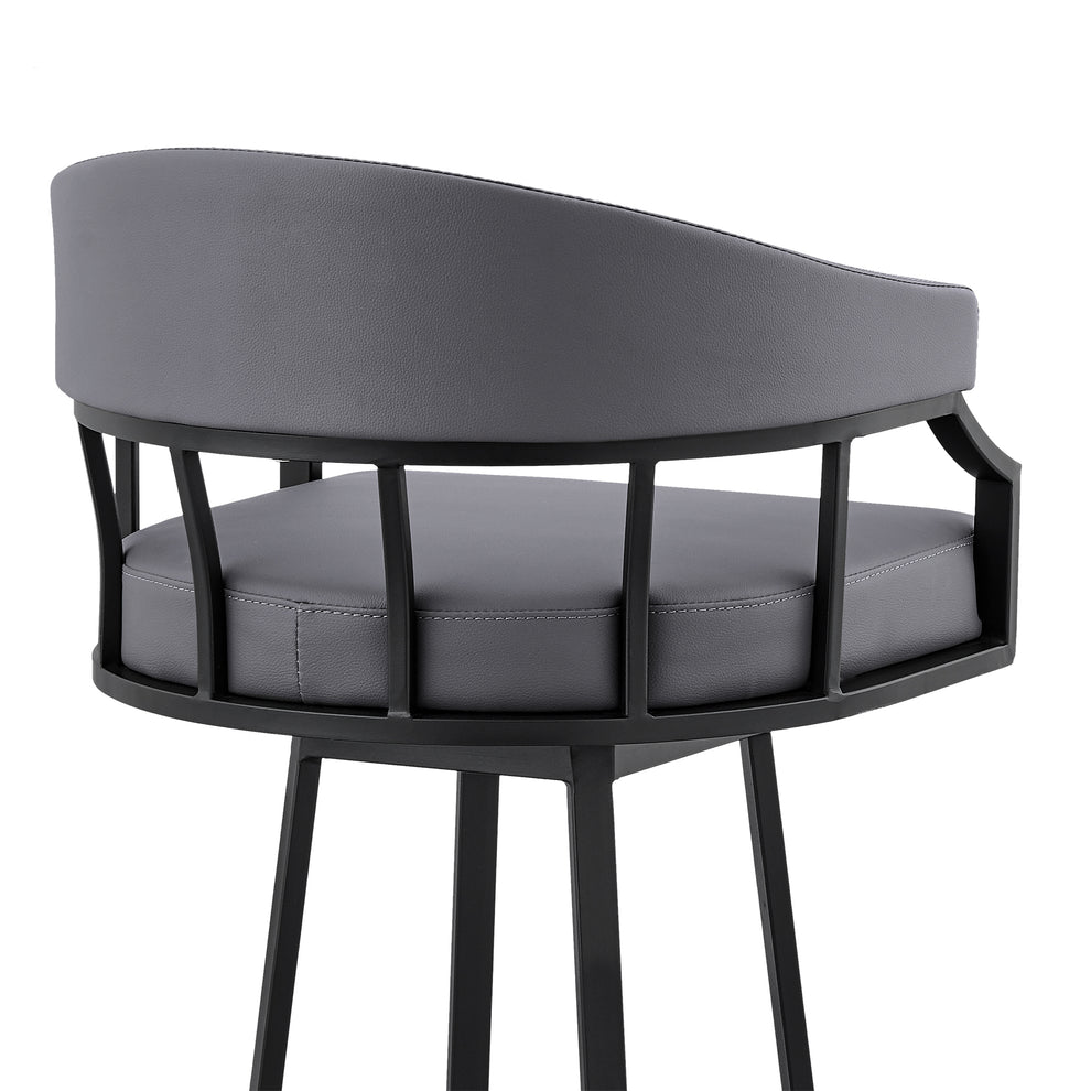 Valerie 26" Swivel Slate Grey Faux Leather and Black Metal Bar Stool By Armen Living | Bar Stools | Modishstore - 10