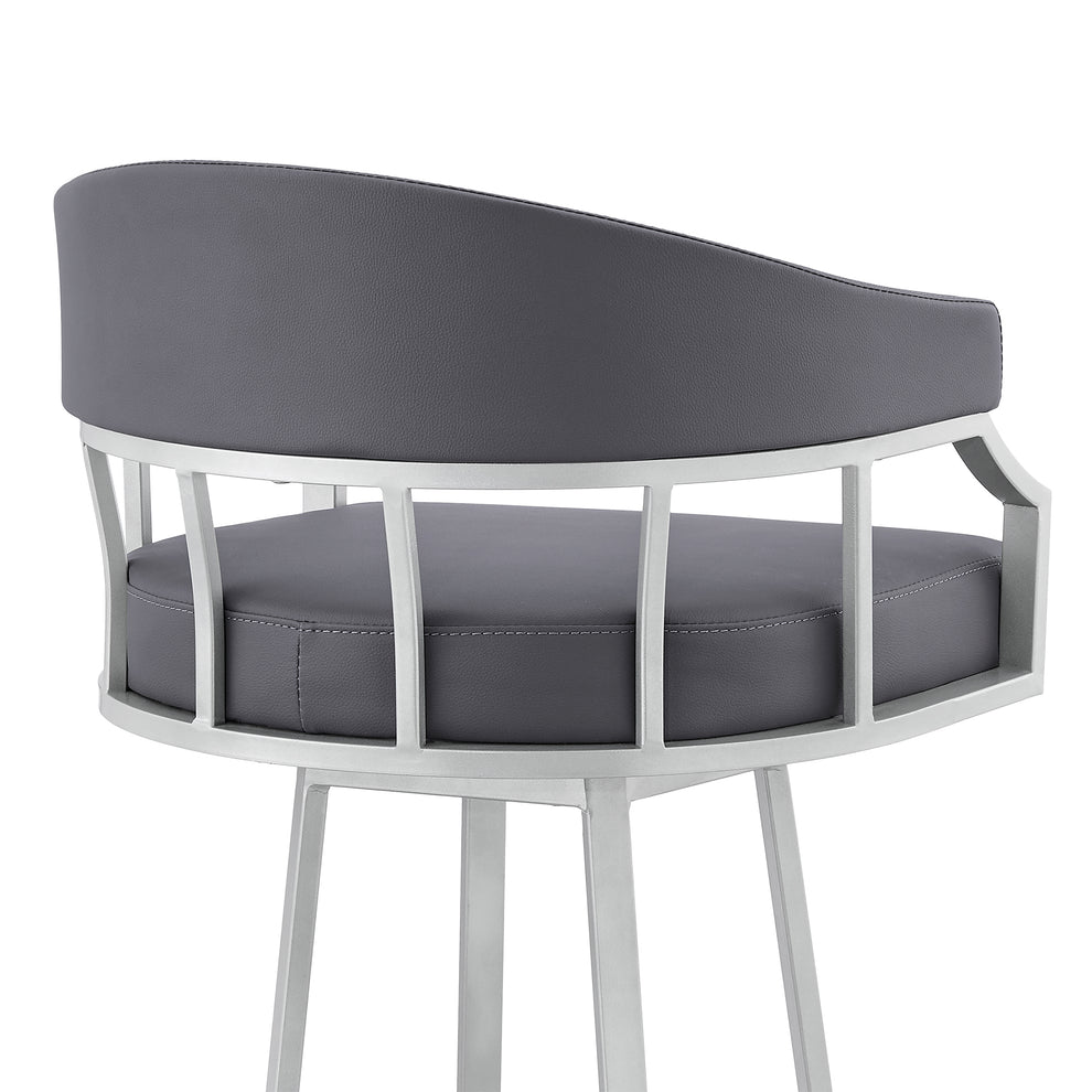 Valerie 26" Swivel Slate Grey Faux Leather and Silver Metal Bar Stool By Armen Living | Bar Stools | Modishstore - 10