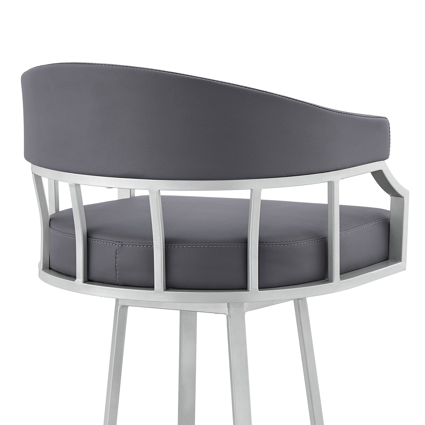 Valerie 30" Swivel Slate Grey Faux Leather and Silver Metal Bar Stool By Armen Living | Bar Stools | Modishstore - 10