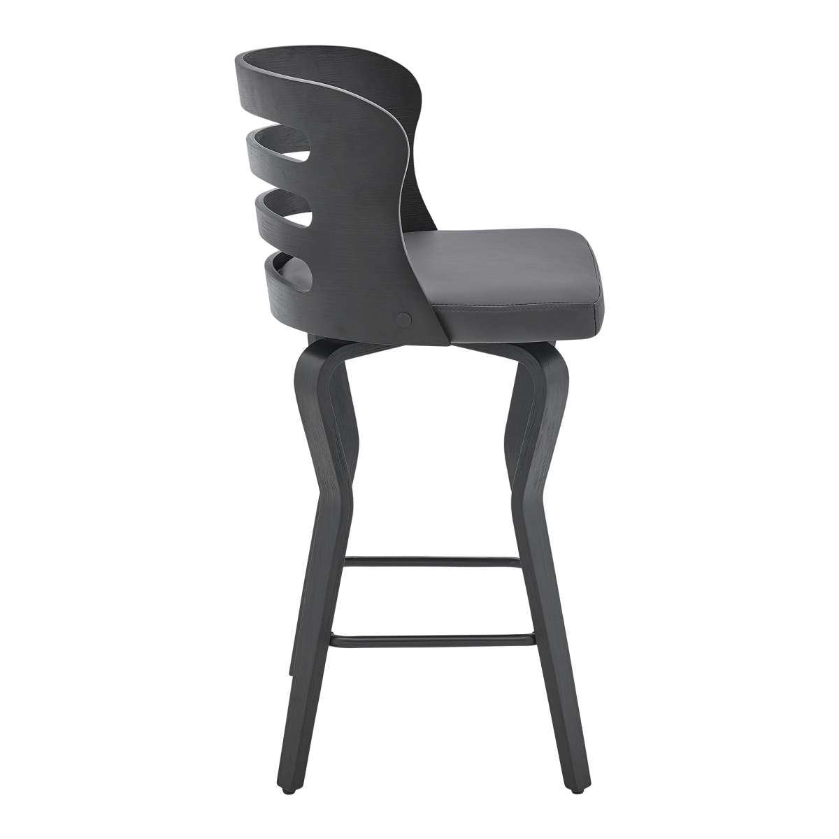 Verne 26" Swivel Gray Faux Leather and Black Wood Bar Stool By Armen Living | Bar Stools |  Modishstore  - 5