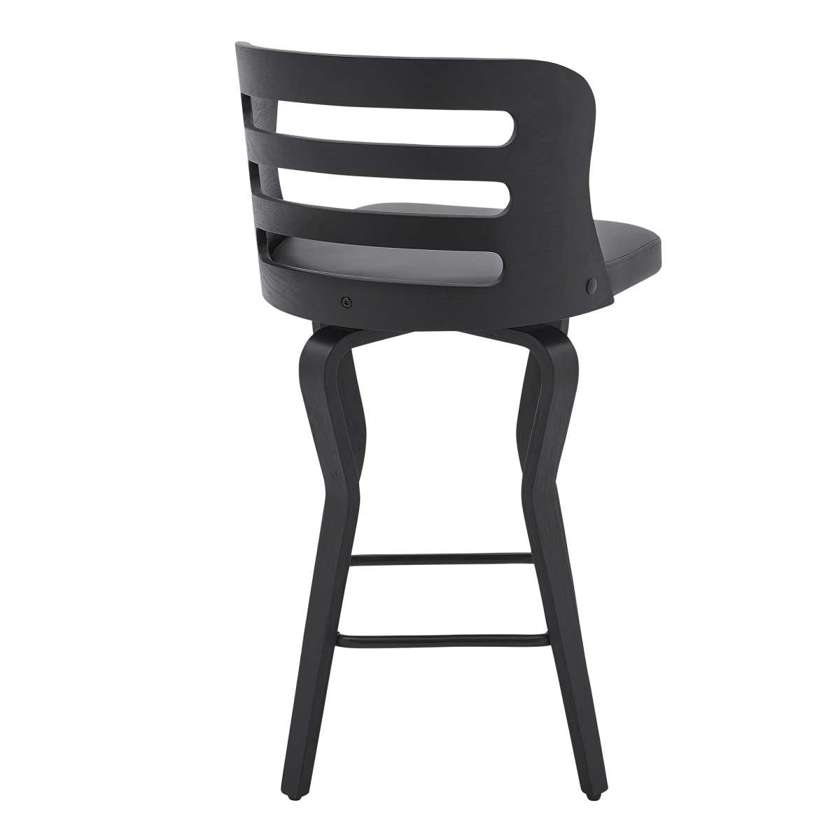 Verne 26" Swivel Gray Faux Leather and Black Wood Bar Stool By Armen Living | Bar Stools |  Modishstore  - 6