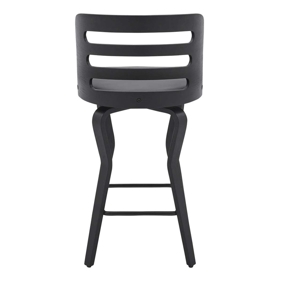Verne 26" Swivel Gray Faux Leather and Black Wood Bar Stool By Armen Living | Bar Stools |  Modishstore  - 7