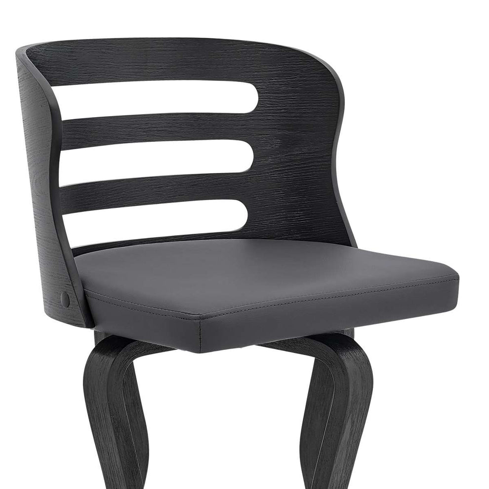 Verne 26" Swivel Gray Faux Leather and Black Wood Bar Stool By Armen Living | Bar Stools |  Modishstore  - 8