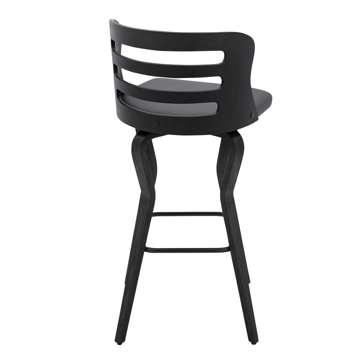 Verne 30" Swivel Gray Faux Leather and Black Wood Bar Stool By Armen Living | Bar Stools |  Modishstore  - 5