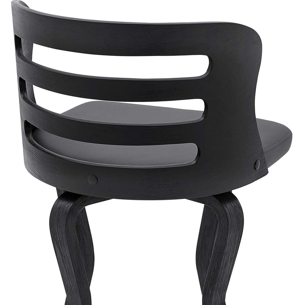 Verne 30" Swivel Gray Faux Leather and Black Wood Bar Stool By Armen Living | Bar Stools |  Modishstore  - 8