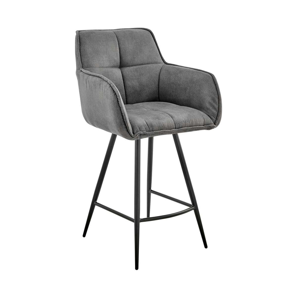 Verona 30" Bar Height Bar Stool in Charcoal Fabric and Black Finish By Armen Living | Bar Stools | Modishstore - 2