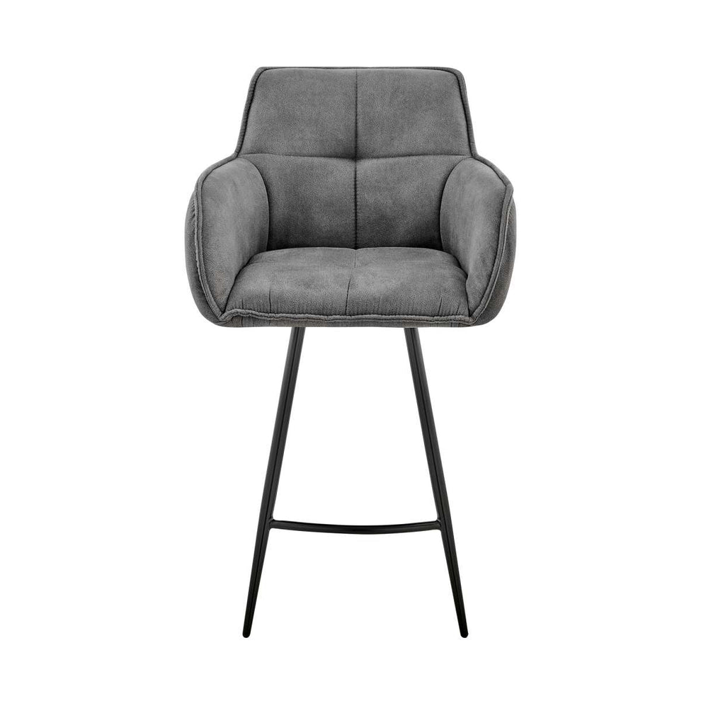 Verona 30" Bar Height Bar Stool in Charcoal Fabric and Black Finish By Armen Living | Bar Stools | Modishstore - 3