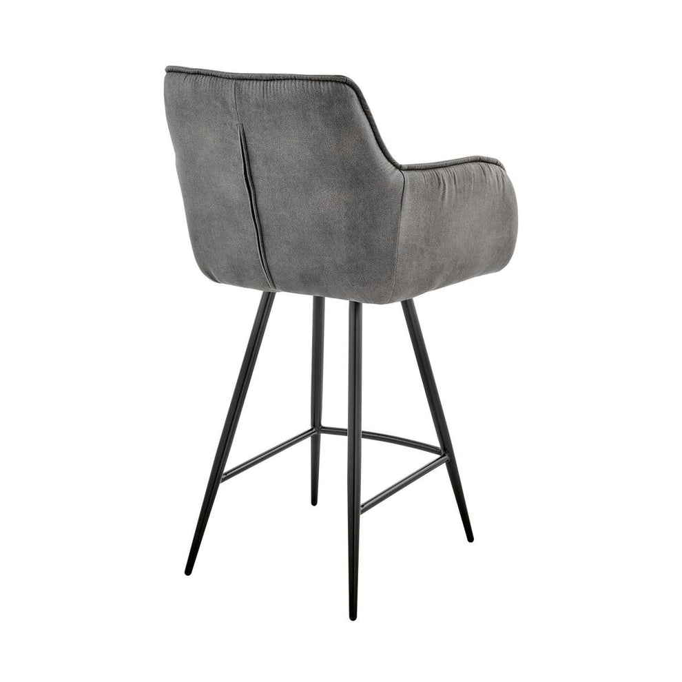 Verona 30" Bar Height Bar Stool in Charcoal Fabric and Black Finish By Armen Living | Bar Stools | Modishstore - 4