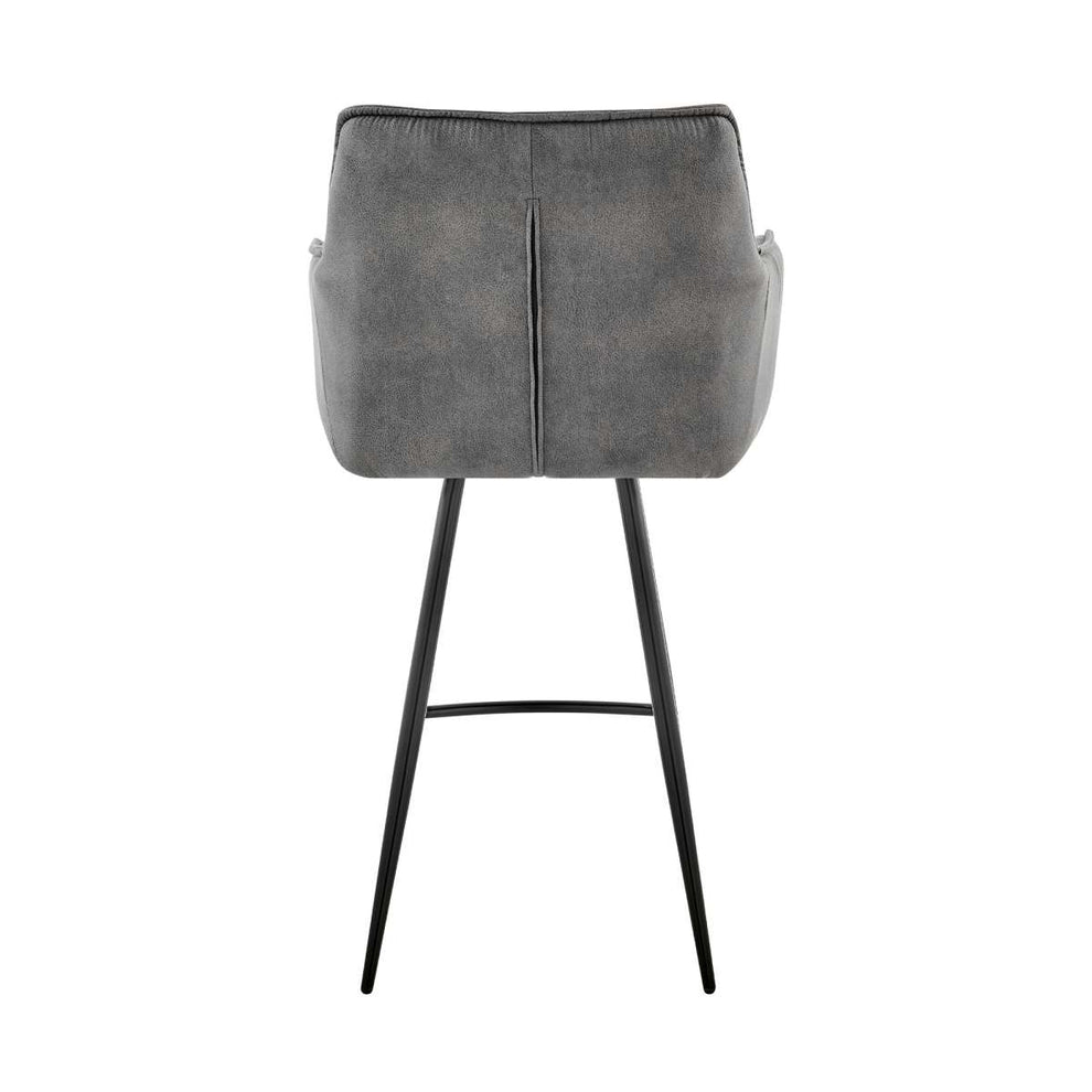 Verona 30" Bar Height Bar Stool in Charcoal Fabric and Black Finish By Armen Living | Bar Stools | Modishstore - 5