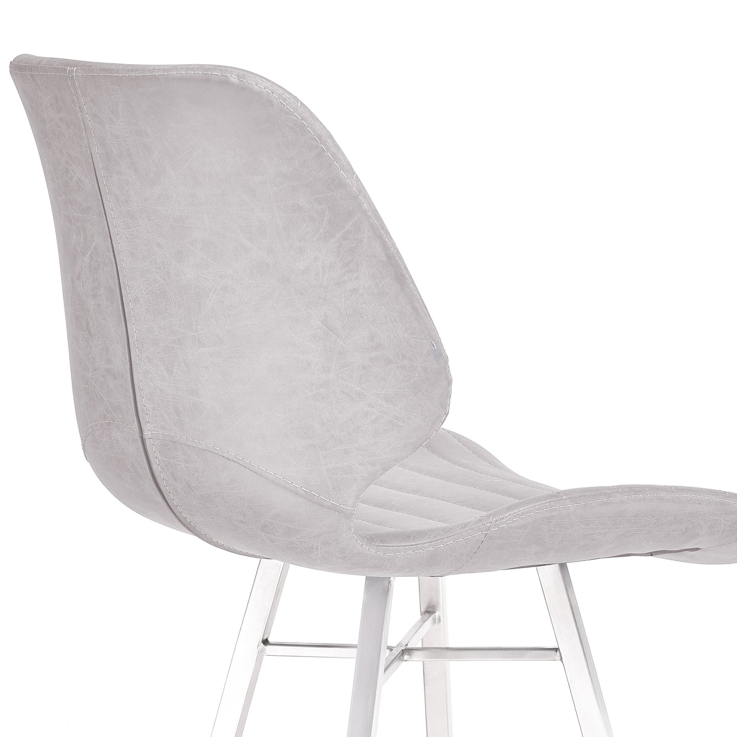 Valor 30" Bar Height Barstool in Brushed Stainless Steel with Light Vintage Gray Faux Leather By Armen Living | Bar Stools | Modishstore - 6