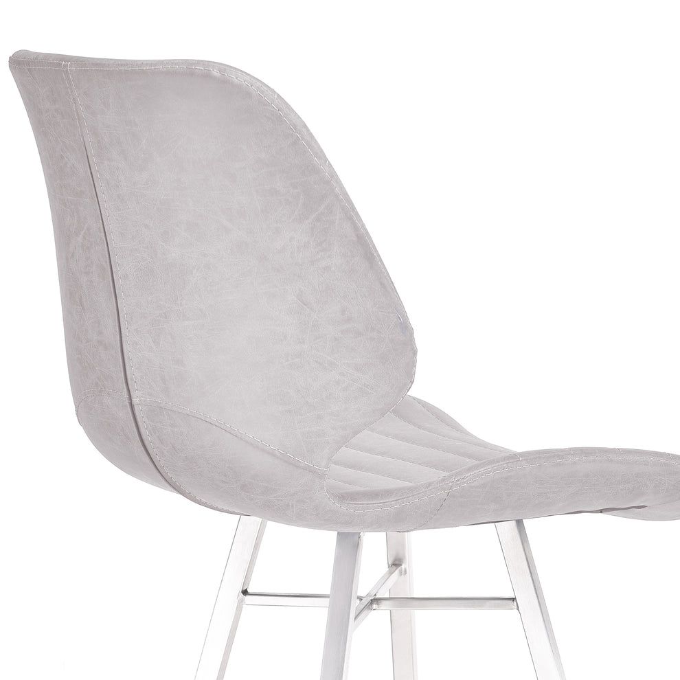 Valor 30" Bar Height Barstool in Brushed Stainless Steel with Light Vintage Gray Faux Leather By Armen Living | Bar Stools | Modishstore - 6