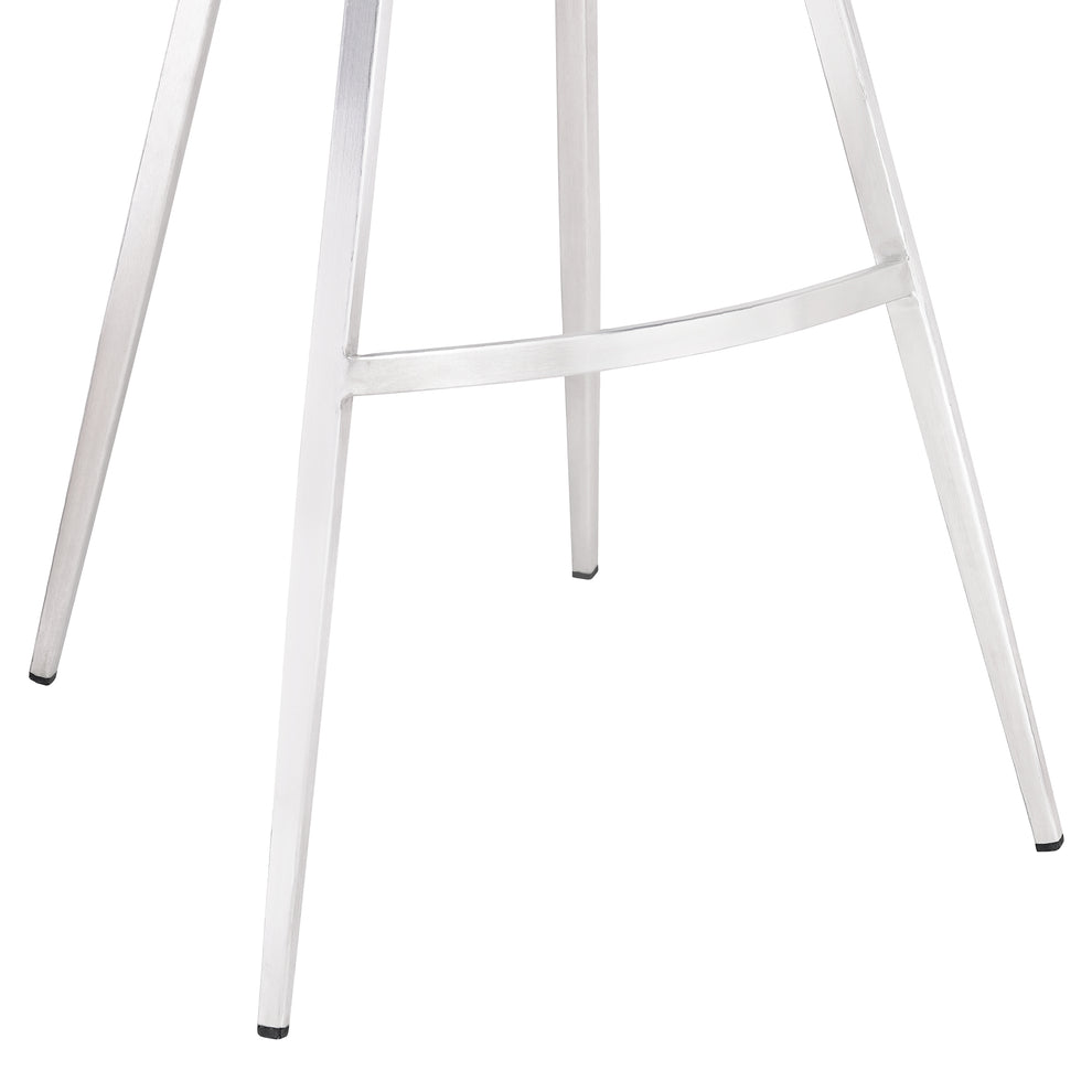 Valor 30" Bar Height Barstool in Brushed Stainless Steel with Light Vintage Gray Faux Leather By Armen Living | Bar Stools | Modishstore - 7