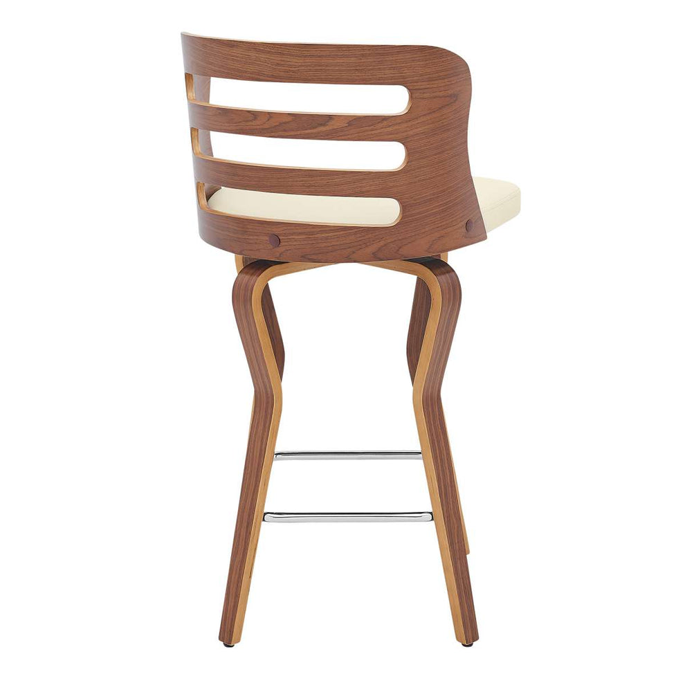 Verne 26" Swivel Cream Faux Leather and Walnut Wood Bar Stool By Armen Living | Bar Stools |  Modishstore  - 5