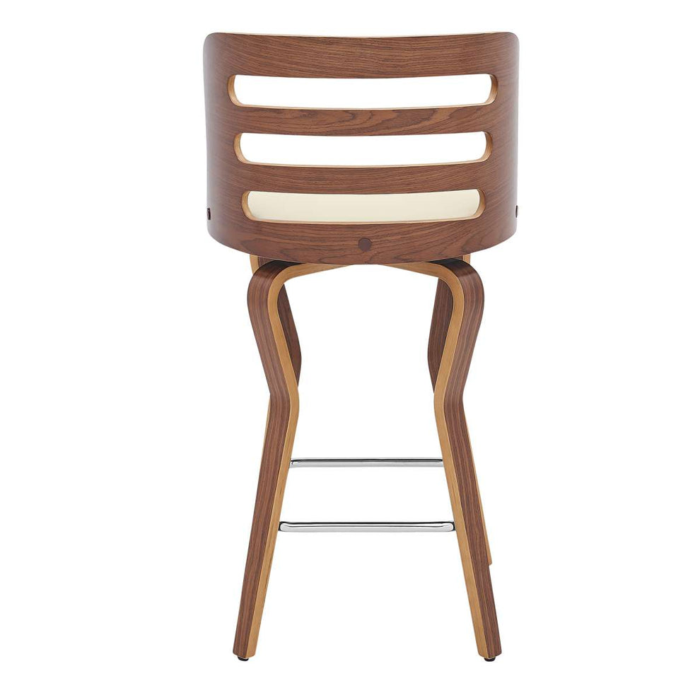 Verne 26" Swivel Cream Faux Leather and Walnut Wood Bar Stool By Armen Living | Bar Stools |  Modishstore  - 6