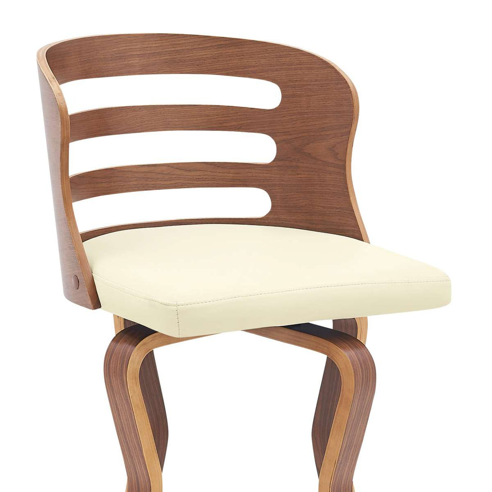 Verne 26" Swivel Cream Faux Leather and Walnut Wood Bar Stool By Armen Living | Bar Stools |  Modishstore  - 7
